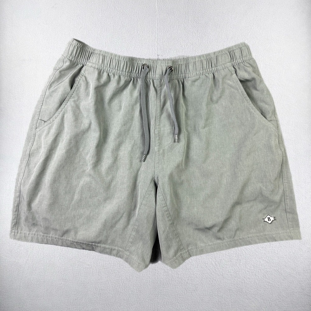 BURLEBO Performance Shorts Mens Medium Sage Green 4-Way Stretch Moisture Wicking